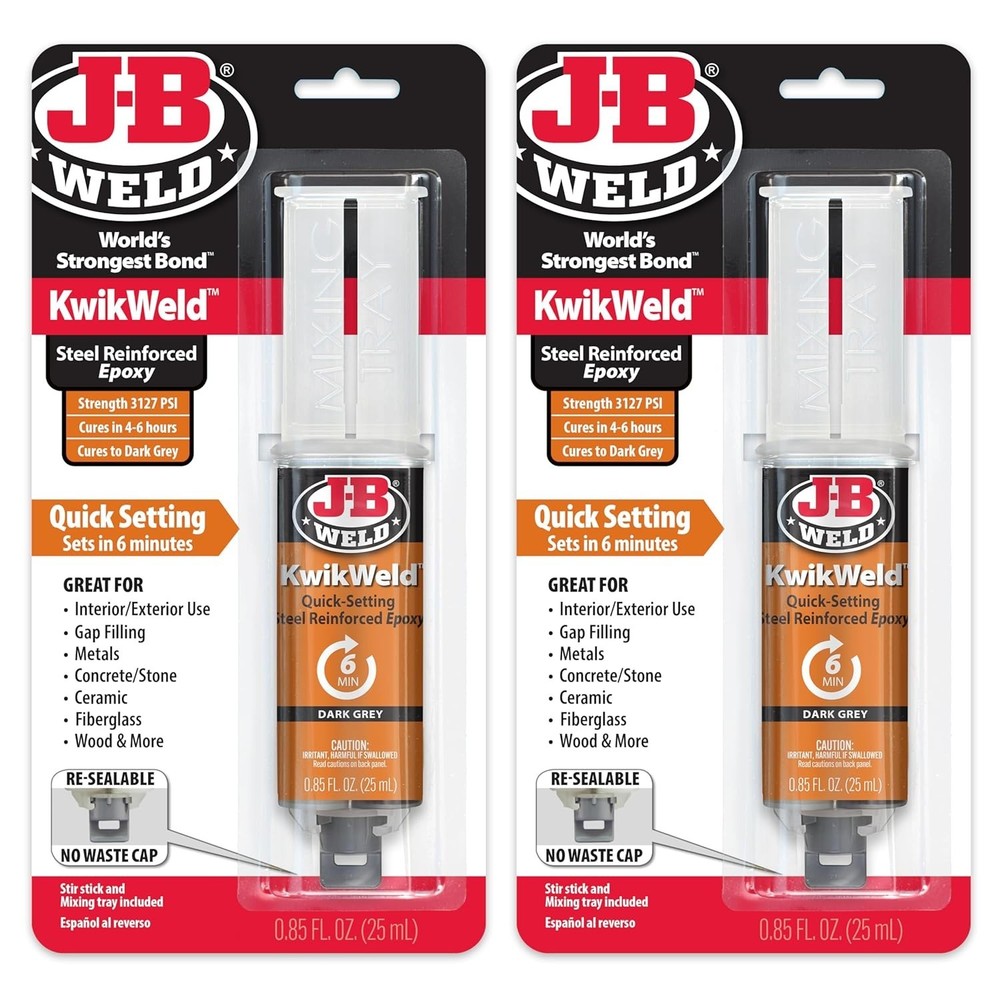 Quick Setting KwikWeld Epoxy - 3127 PSI Strength, Waterproof, Dark Grey, 2 Pack