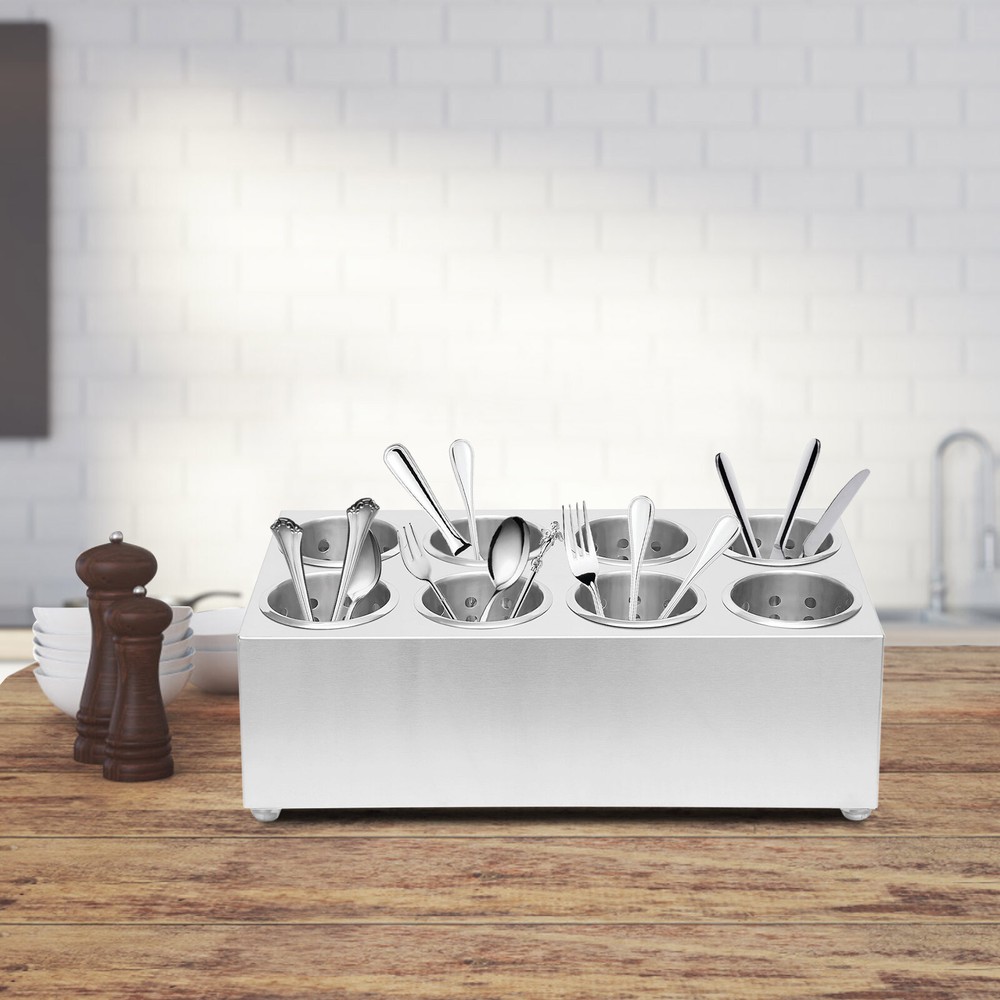 8 Compartment Stainless Steel Flatware Holder for Efficient Storage