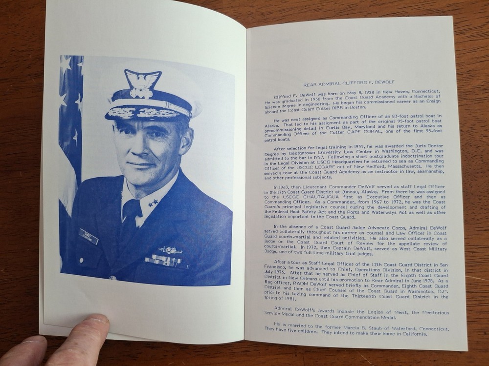 13th Coast Guard District Change of Command Program 1983 Seattle Washington