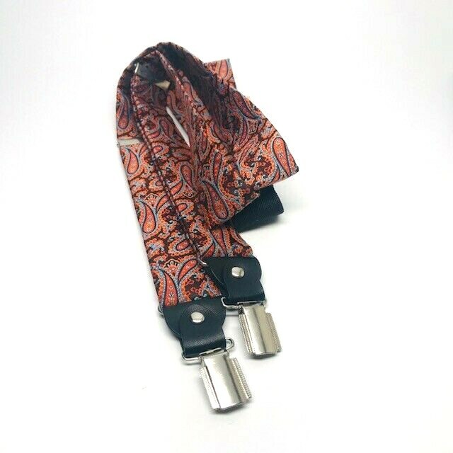 Brown Orange Blue Paisley E Point Suspenders Y-Back