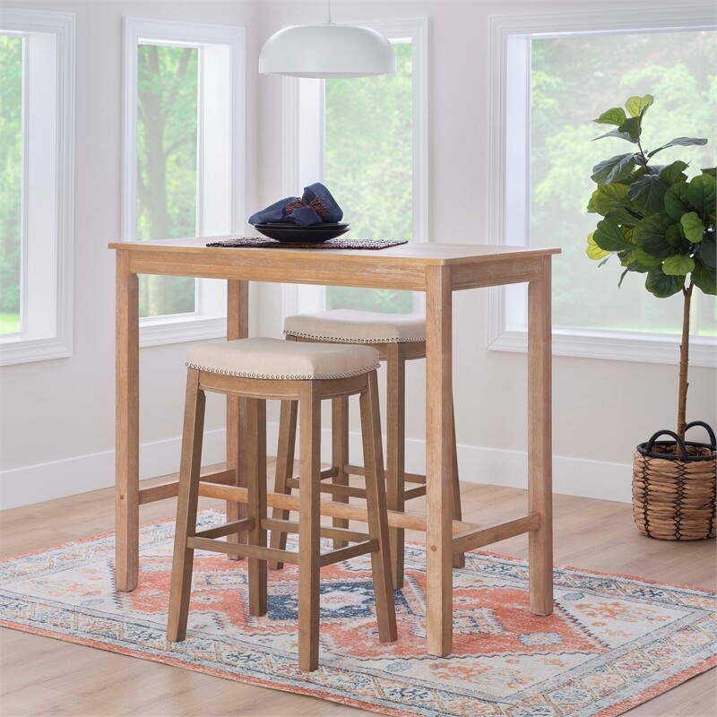 Linon Claridge Wood Counter Height Pub Table in Distressed Brown