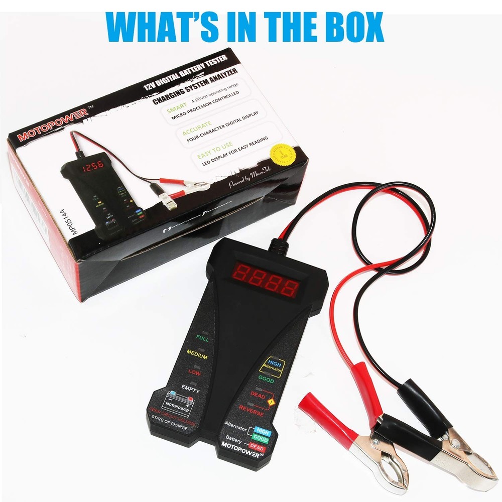 12V Digital Car Battery Tester Voltmeter and Charging System Analyzer with LC...