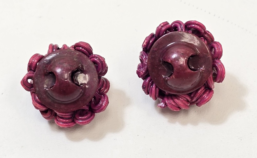 2 Vintage Pink Extruded Celluloid Spaghetti Buttons