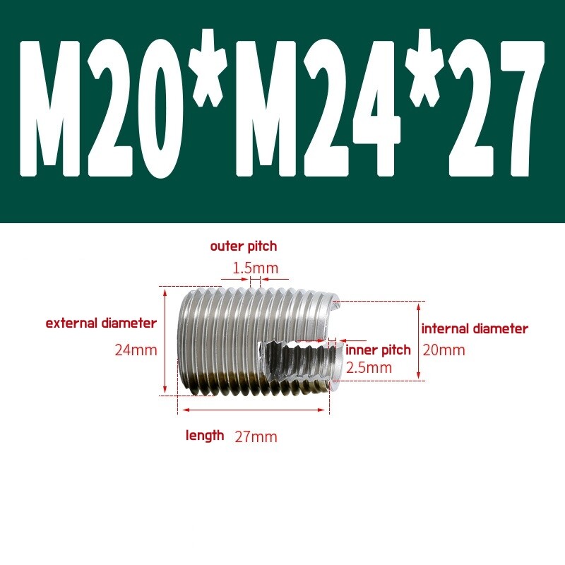 M2-M20 Slotted Self Tapping Threaded Inserts External and Internal Thread