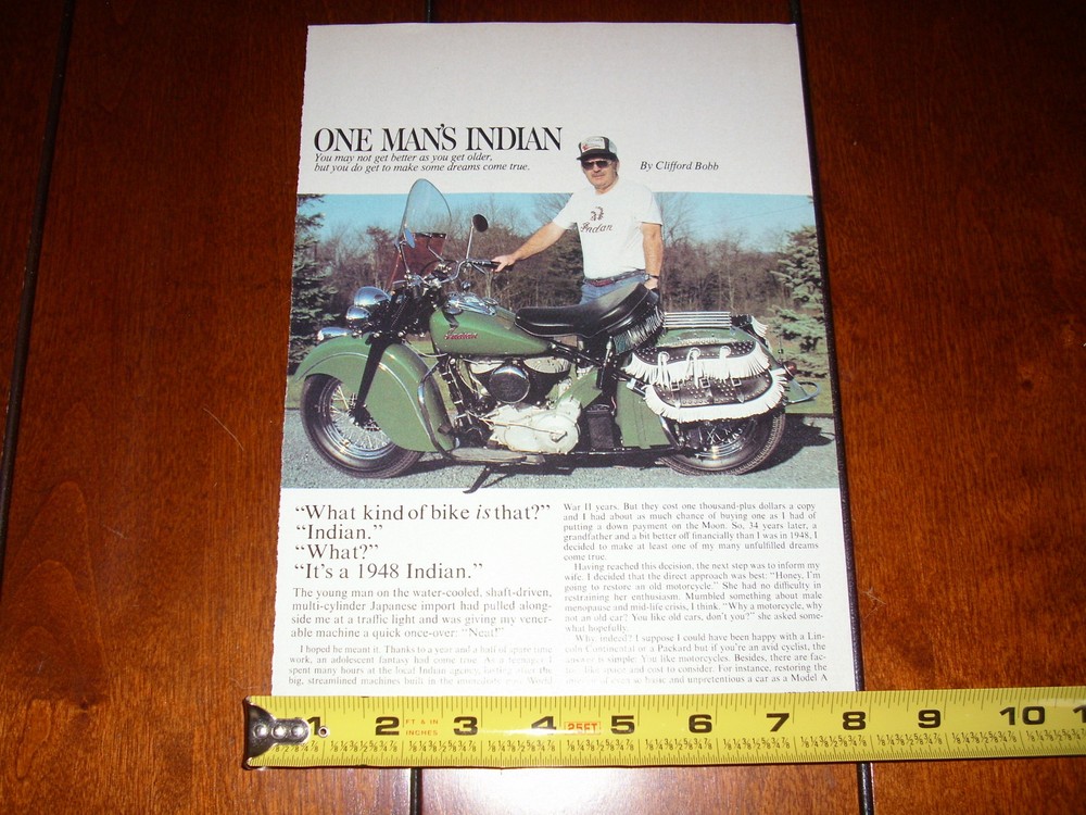 1948 INDIAN - ORIGINAL 1984 ARTICLE