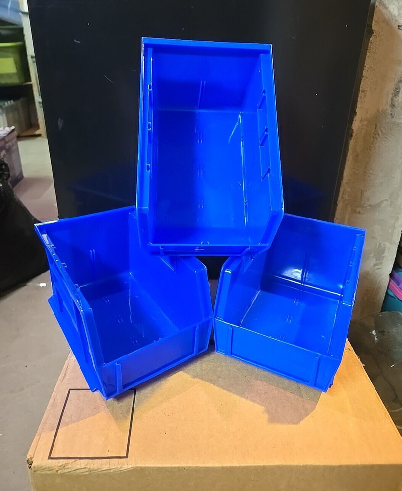 12 PACK AKRO MILS 30237BLUE PLASTIC STACKABLE STORAGE ORGANIZER BIN 9” X 6” x 5”