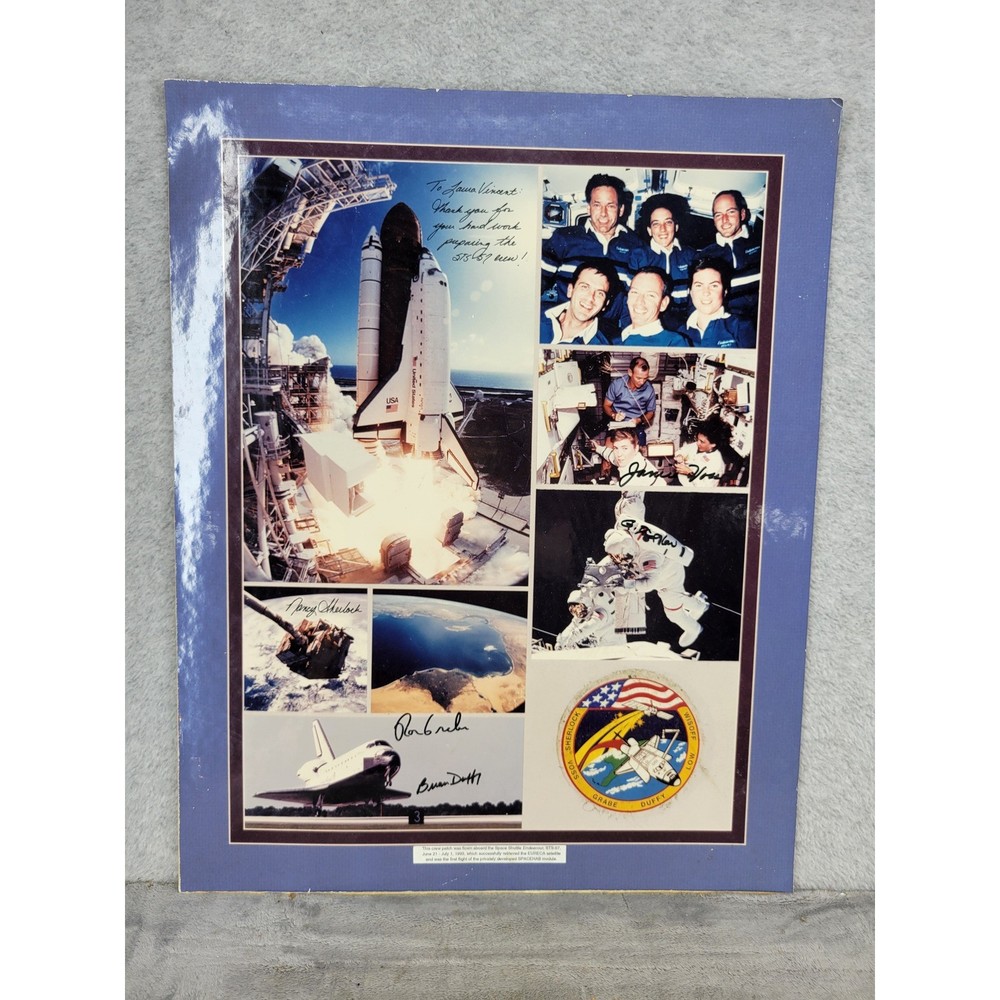 NASA STS-57 Space Shuttle Endeavour Flown Patch Autographed Crew Presentation