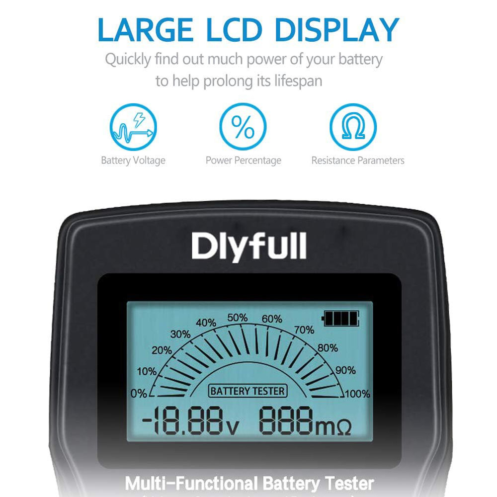 Dlyfull Universal Battery Tester with LCD Display, Small Digital Battery Voltage