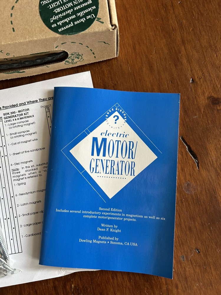 Science Discovery Kit Electric Motor/Generator Experiment Project All Ages