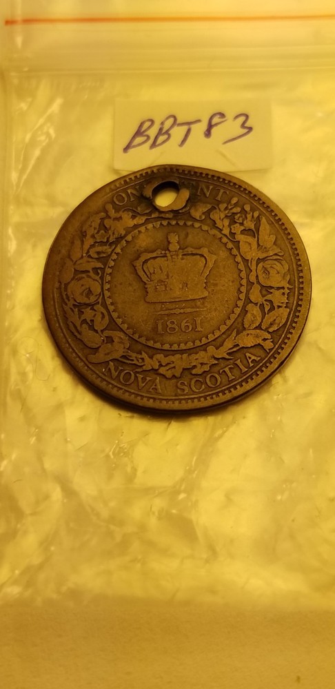 1861 Nova Scotia Holed Large Cent Idbbt1.