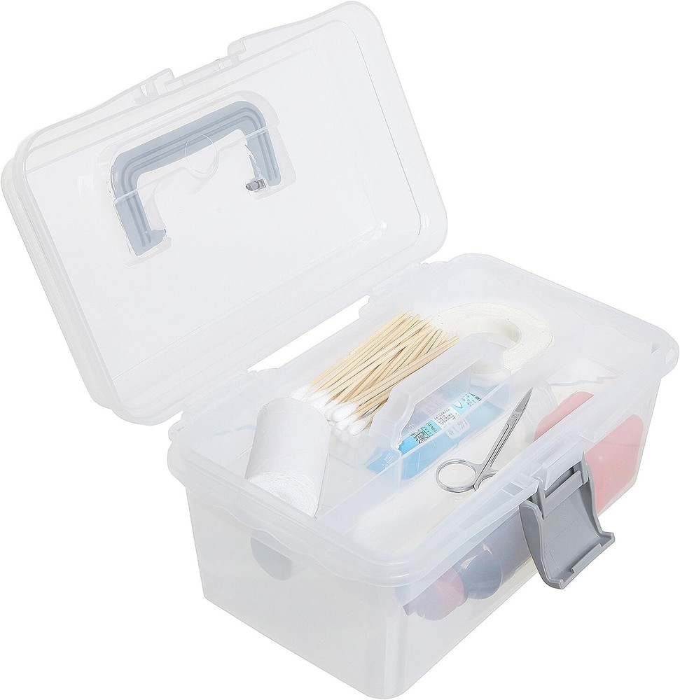 Clear Gray Multipurpose First Aid, Arts & Craft Supply Case/ Removable Tray