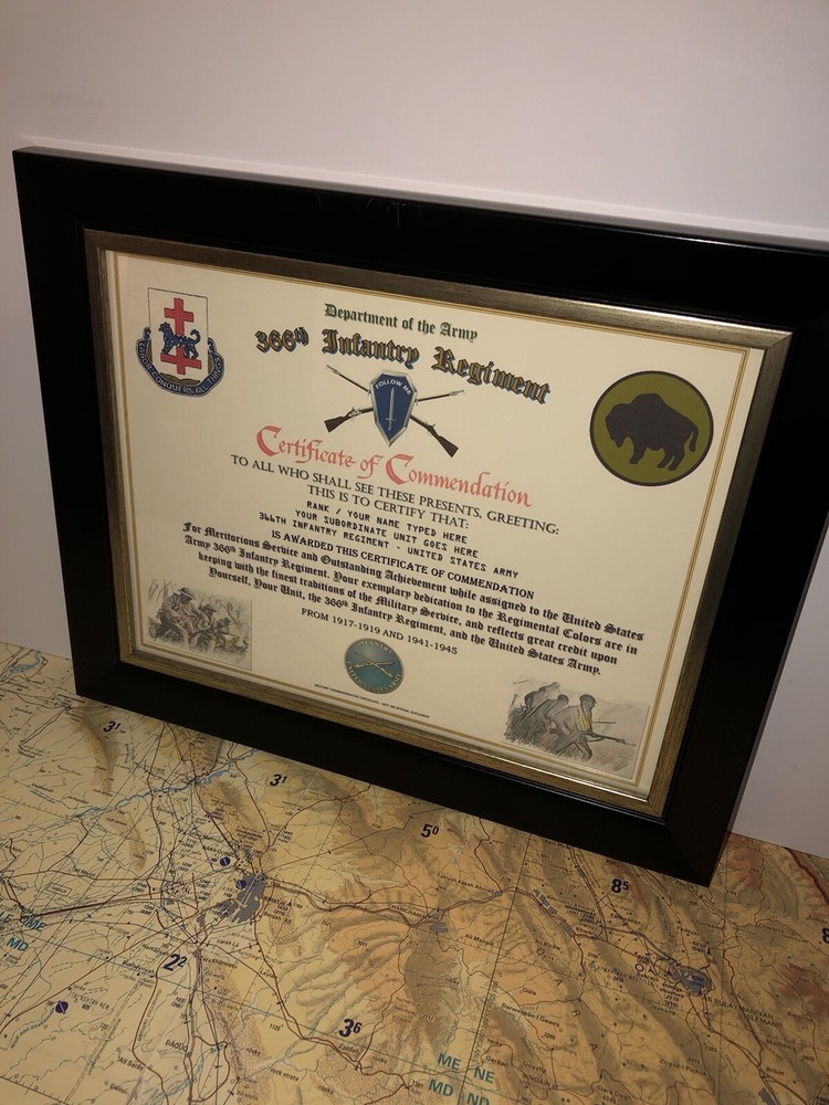 366TH INFANTRY REGIMENT / COMMEMORATIVE - CERTIFICATE OF COMMENDATION