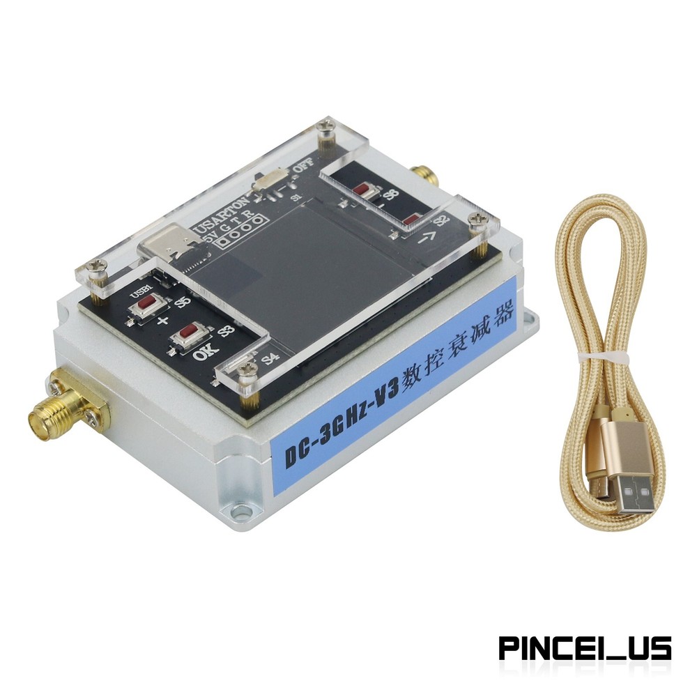DC-3GHz Digital Programmable Attenuator CNC Isolation Attenuator 1.3" TFT Screen