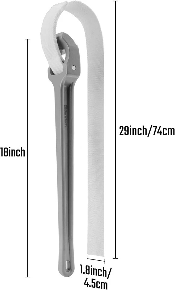 Strap Wrench 18" Handle, Adjustable Nylon Strap Pipe Wrenches, Oil Filt