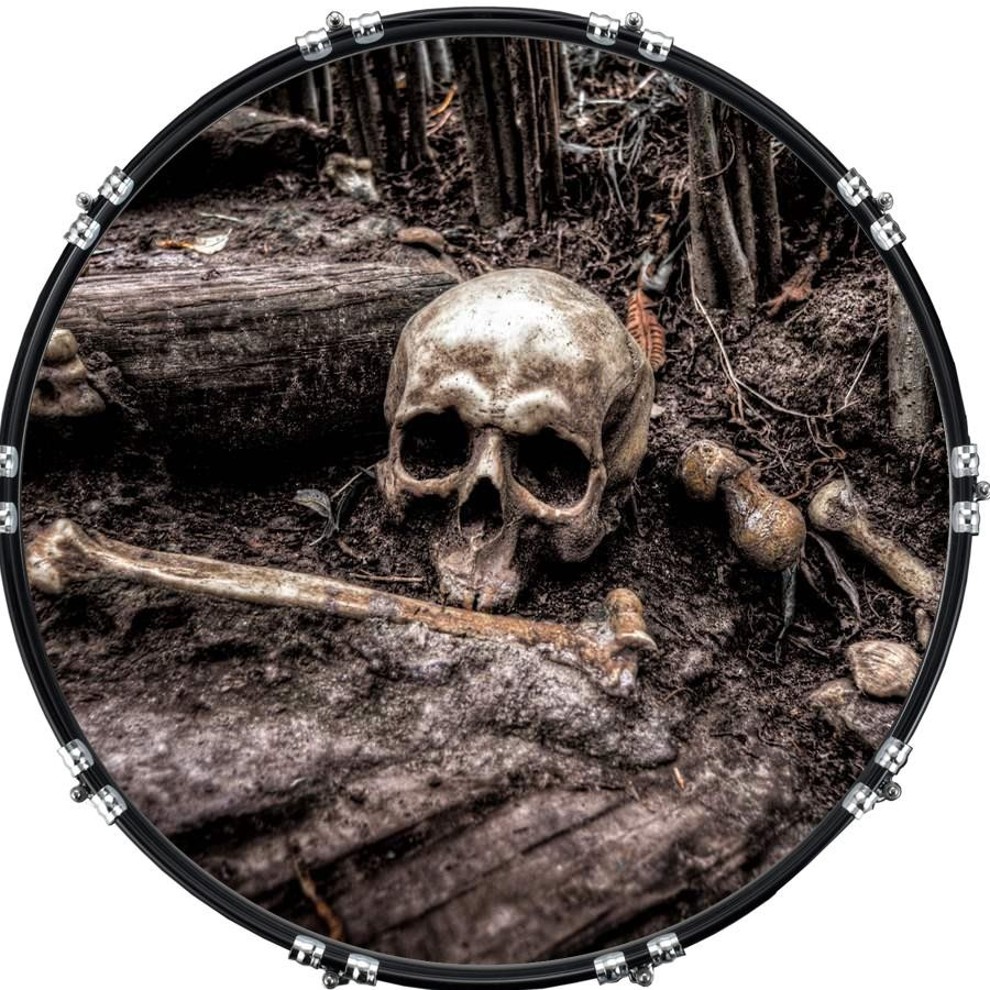 20" Custom Bass Kick Drum Front Head Graphic Graphical Skull Skull Forest