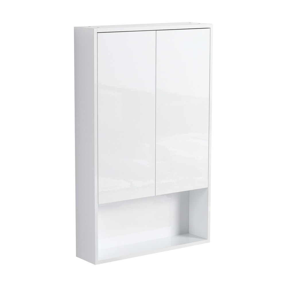 24"Bathroom Wall Cabinet, Soft Close Doors, Float Mounting Design,Glossy White,(