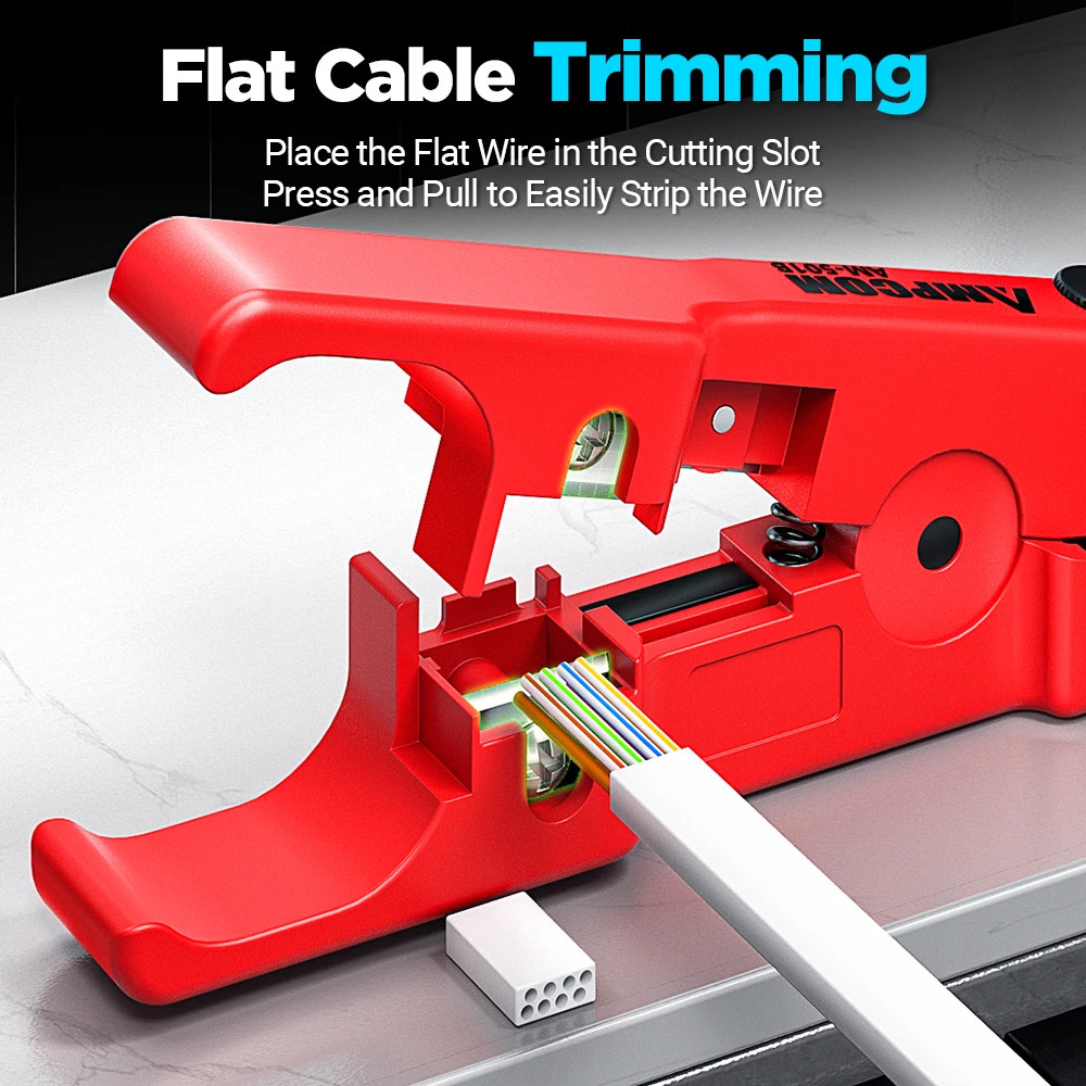 AMPCOM Wire Stripper Ethernet Cable Cutter Tool CAT5-CAT7 Round Cable Stripping