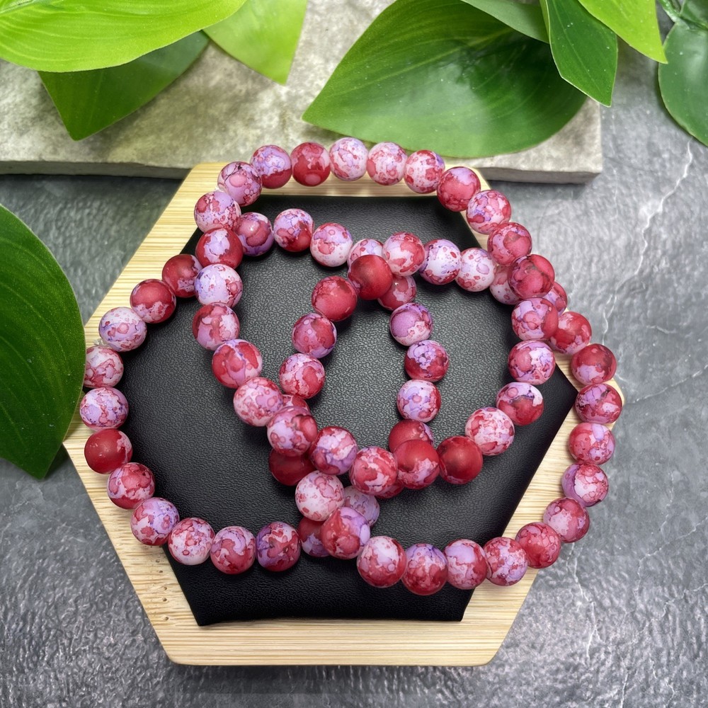 3 PC Handmade Bead Beaded Stackable 7” Plus Stretch Bracelet New C1541