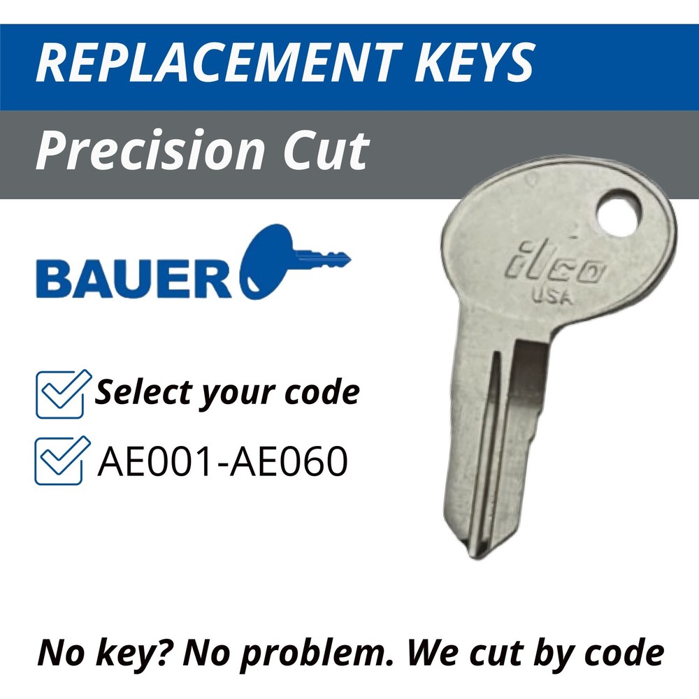 Bauer Keys RV Motorhome Camper  Replacement Key Cut to your Code AE001-AE060