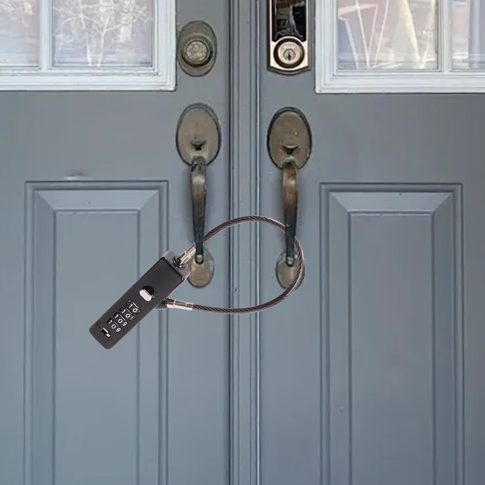 Steel Cable Combination Lock with 4-Digit Code and 3 Lengths of Cables