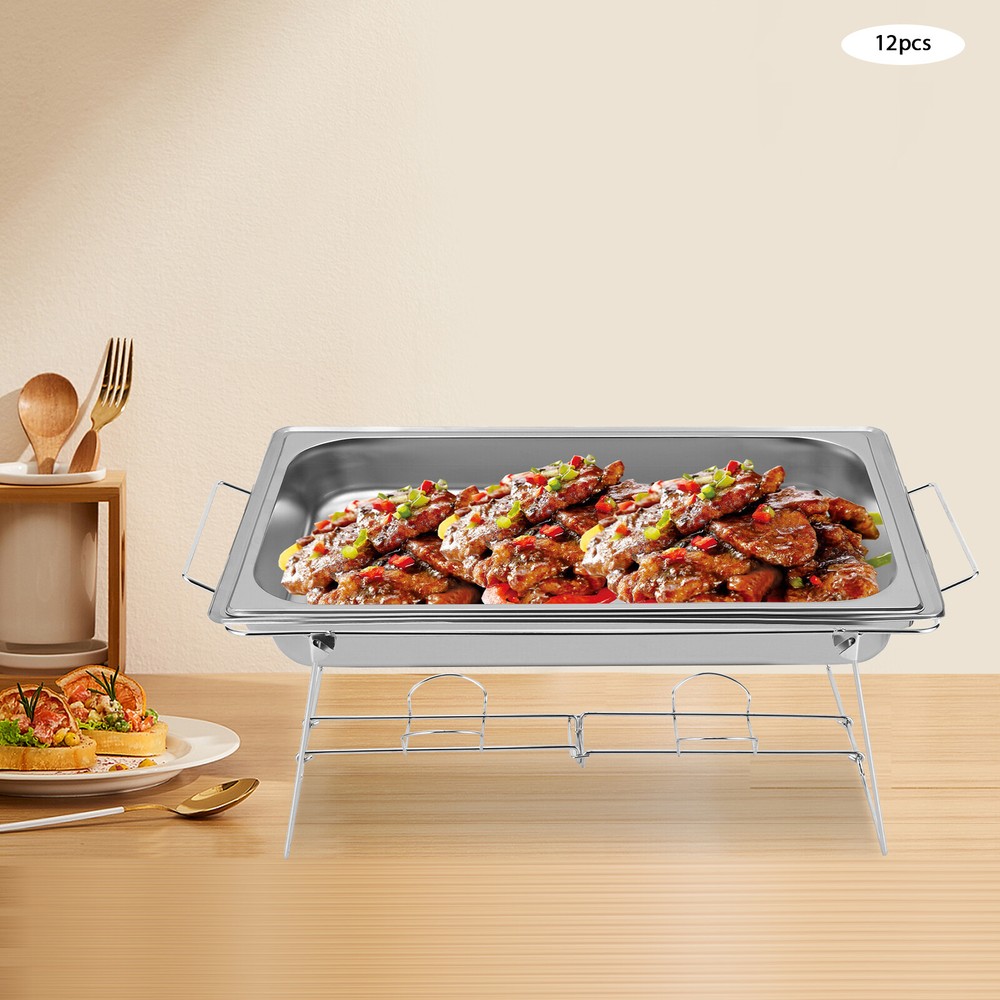 12pcs Foldable Chafing?Wire Racks Full Size Catering Buffet Stand Serving Tray