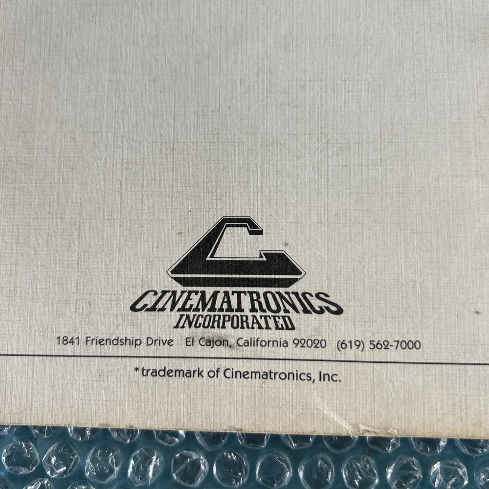 original CINEMAT SYSTEM original arcade video game manual