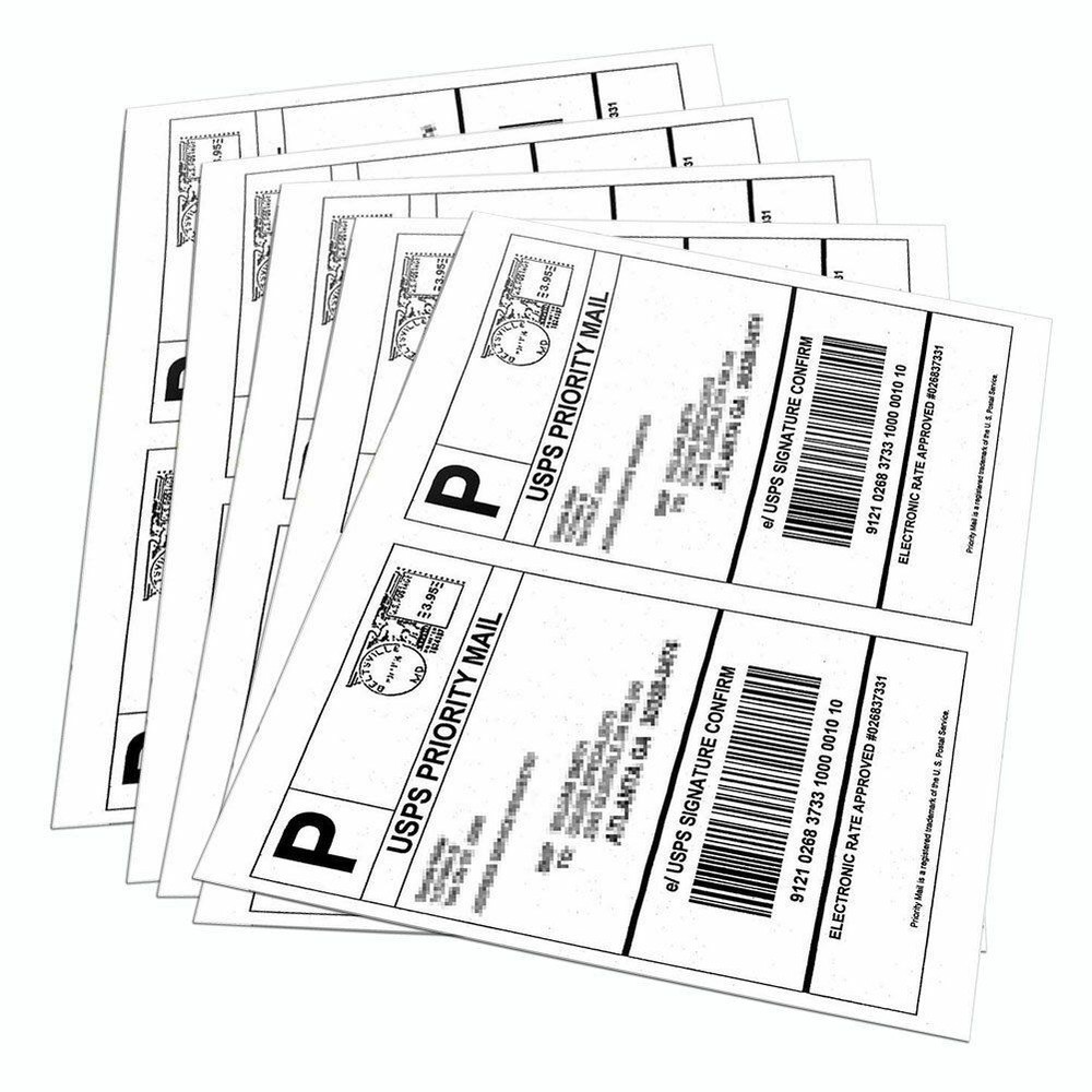 200 Half Sheet Shipping Mail Labels 8.5x5.5 Self Adhesive For Laser printer