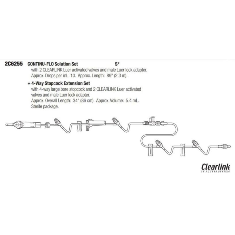 *48-Packs* Baxter Clearlink System 88" Solution Set Sterile 2C6255