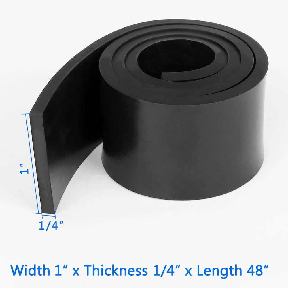 Solid Rubber Strips Rolls, 1/4" Thick X 1" Wide X 48" Long Neoprene Rubber Sheet