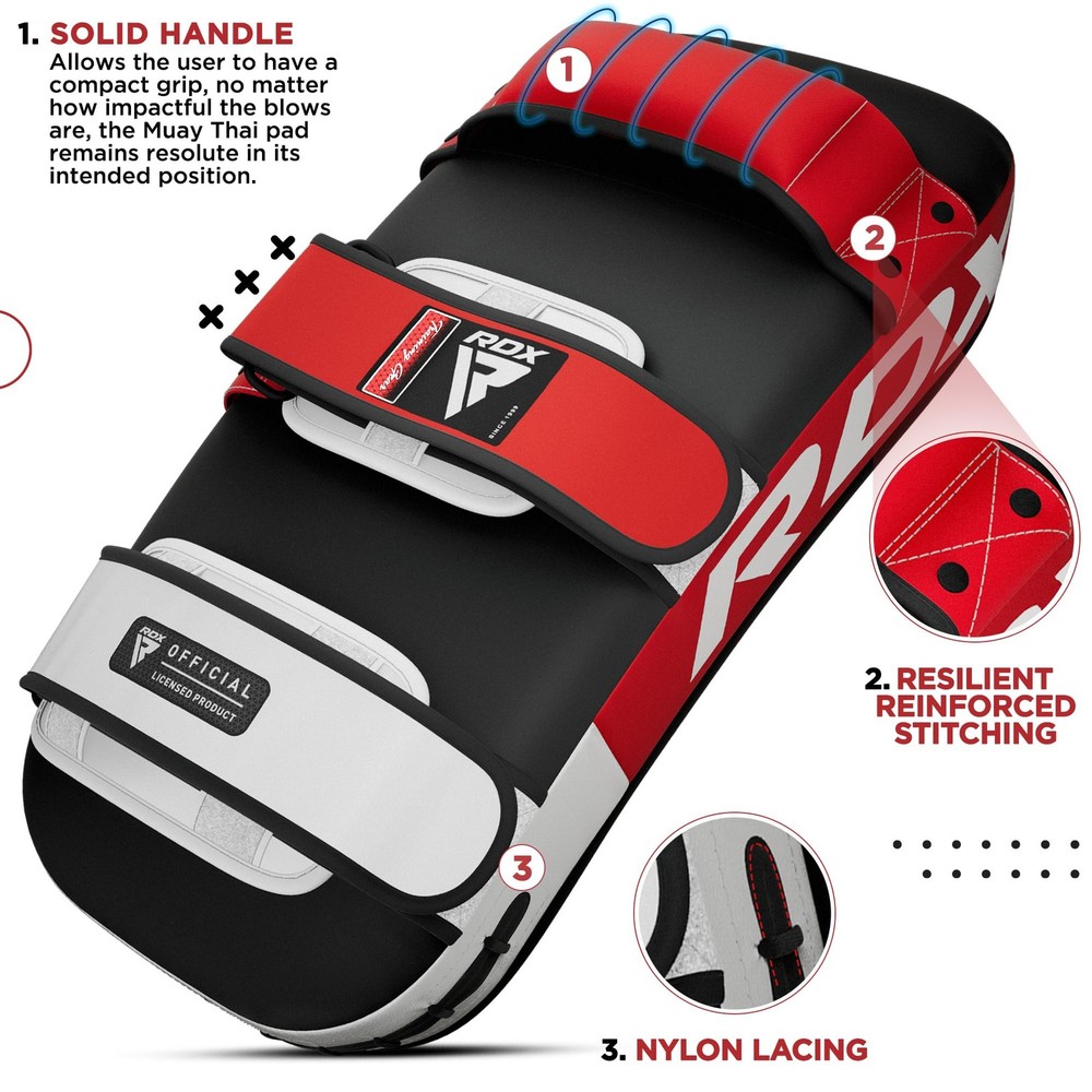 RDX Muay Thai Pad for Training, Curved Kickboxing Kicking Strike Single, Red