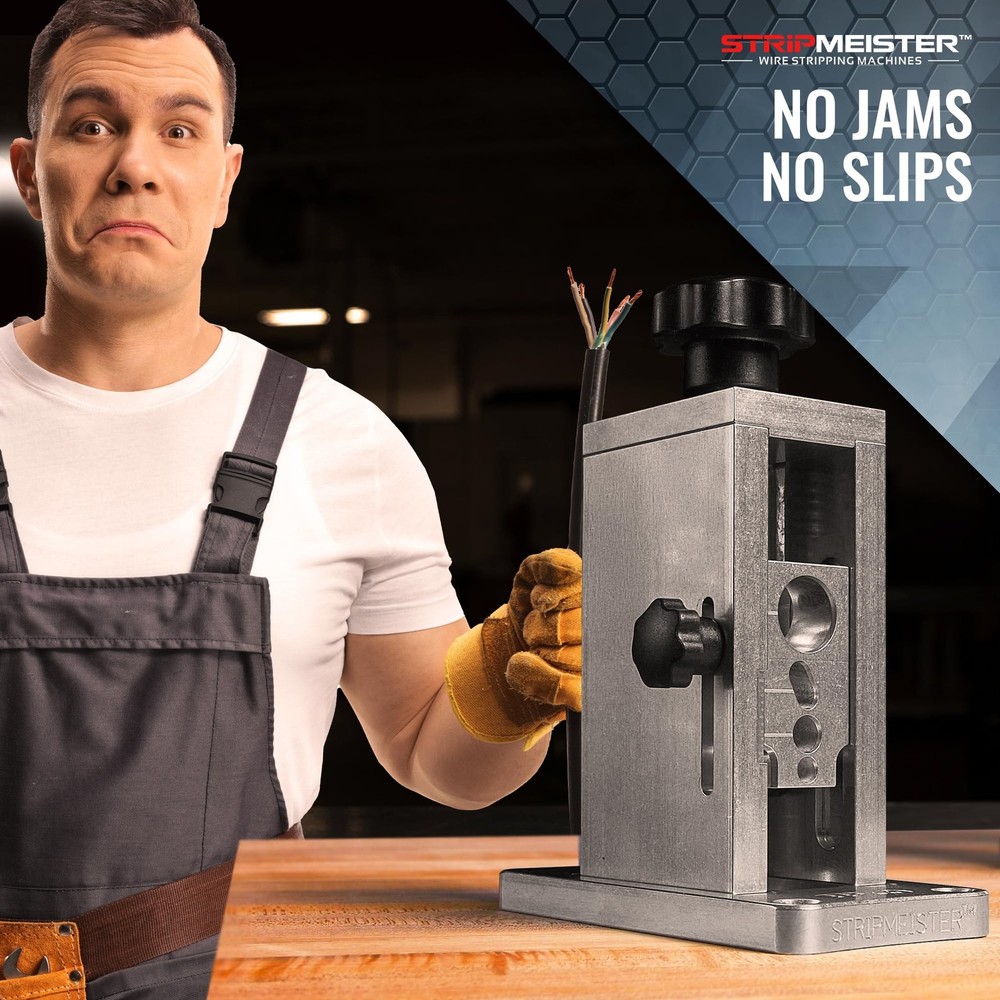 Original Drill-Powered Wire Stripper – Wire Sizes Up To Ø3/4", Jam-Free, Copp...