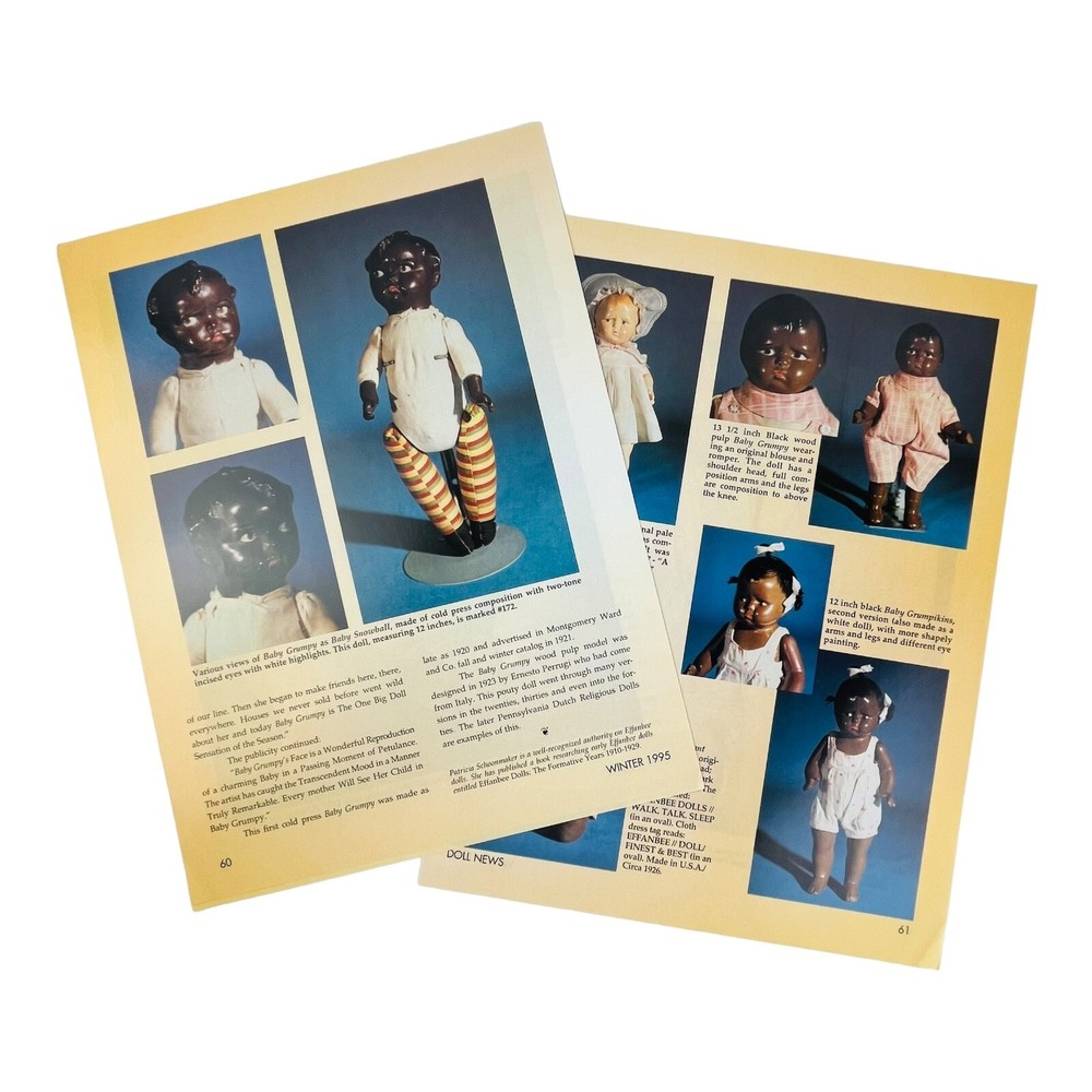 Vintage Baby Grumpy Doll History Article 4 Pages with Photos