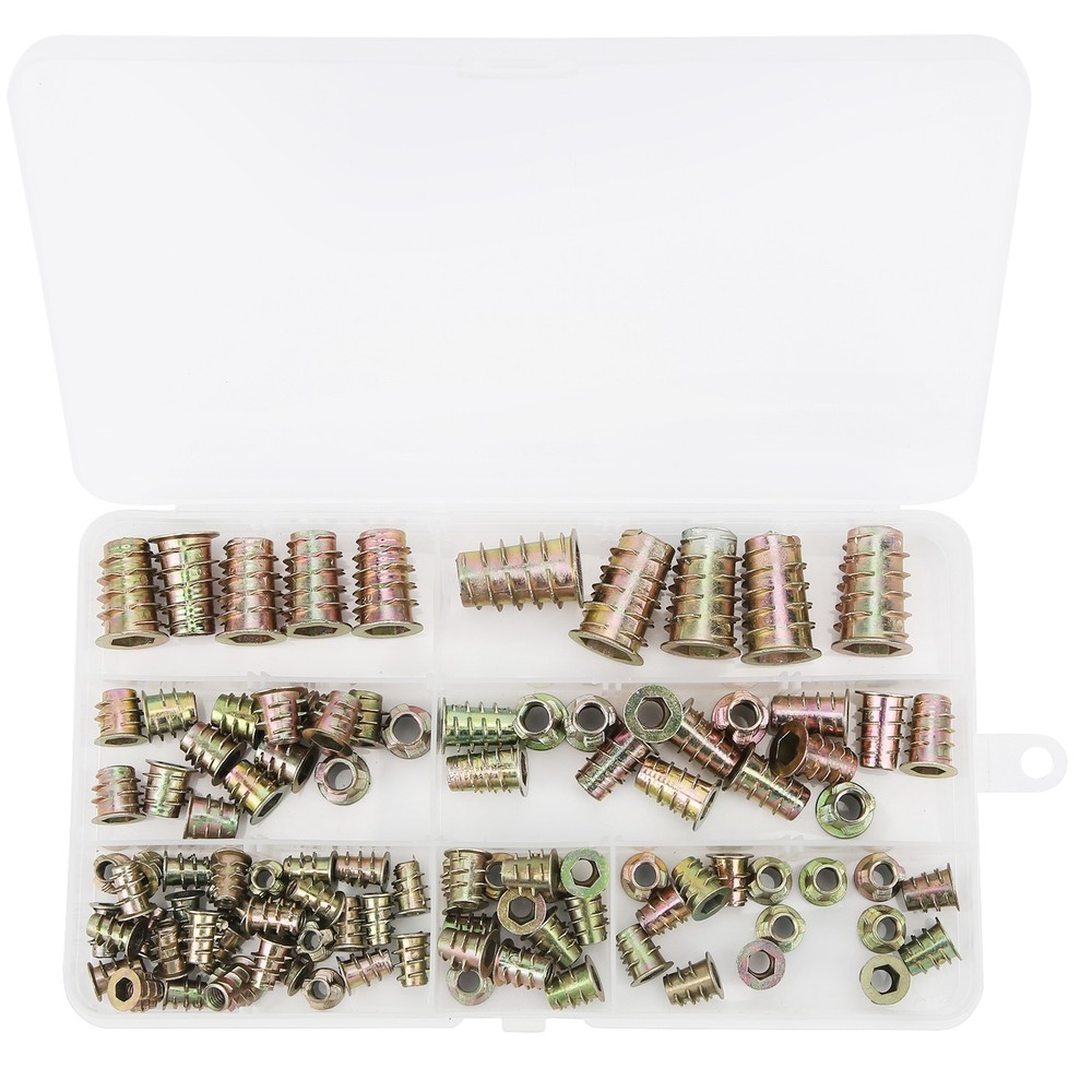 100Pcs Hex Socket Drive Insert Nuts Set Thread Screw Fasteners M4/M5/M6/M8/M10