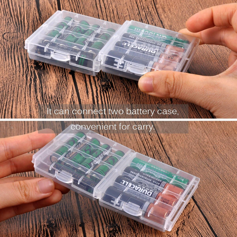 12 Pcs AA/AAA Battery Storage Case Holder Box, Clear Color