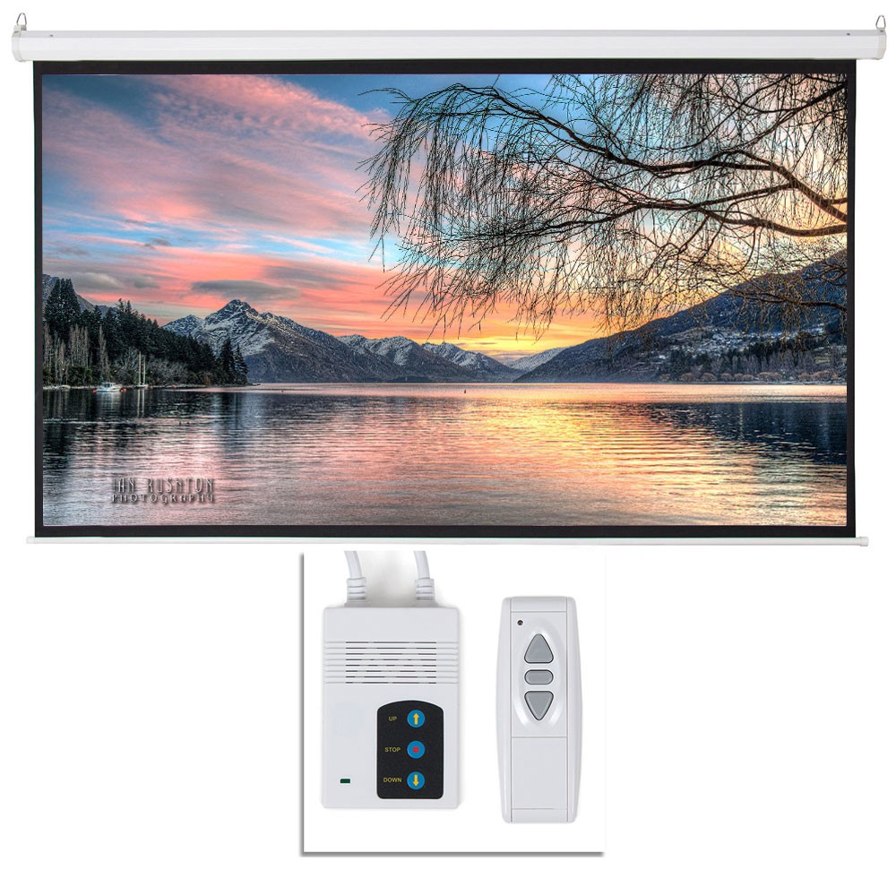 92in 16:9 80" x 45" Viewing Area Motorized Projector Screen with Remote Control