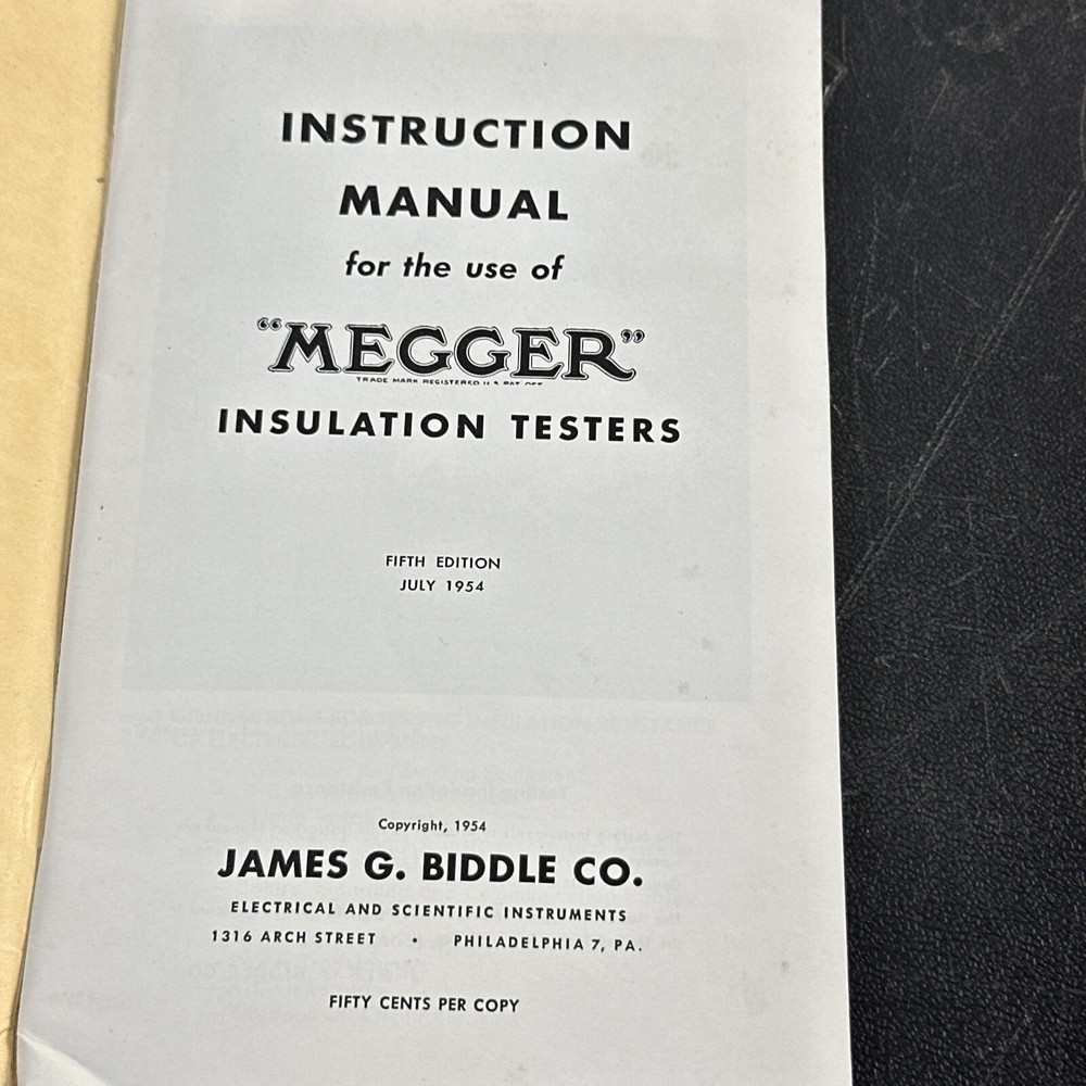 Magger Insulation Testers Instruction Manual Fifth Edition 1954 Original