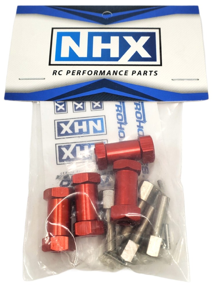 NHX RC Wheel Hex Adaptor Extensions 12x25mm Red (4pc)