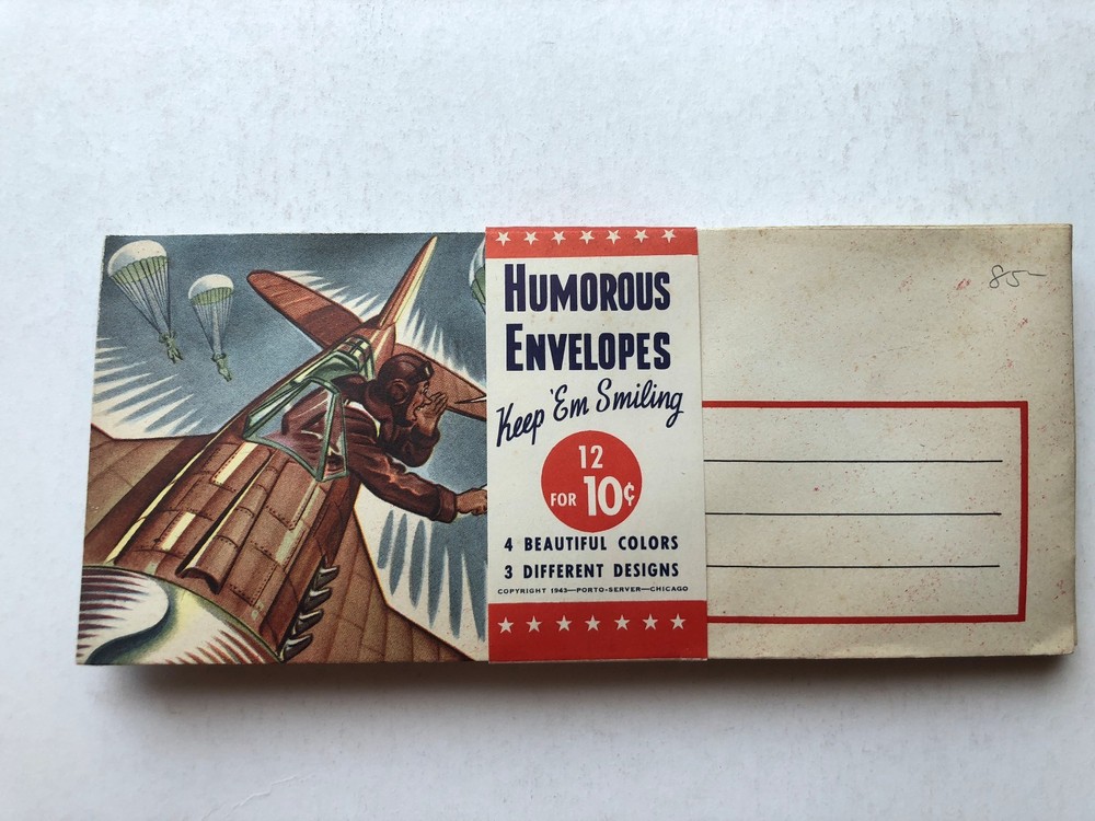 1943 WWII Humorous Stationery Envelopes 12 Envelopes 3 Different Designs