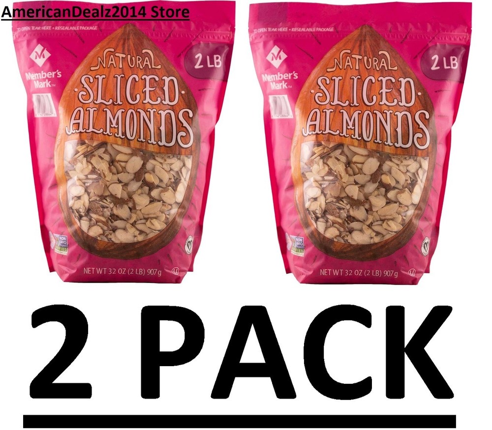 2 PACK - Member's Mark Sliced Almonds 2 lbs (Total 4 lbs) FRESH!! FREE SHIP!!