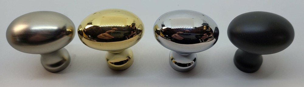 Solid Cast Brass Oval Knob pull mid-century modern Bean T shaped brass nickel
