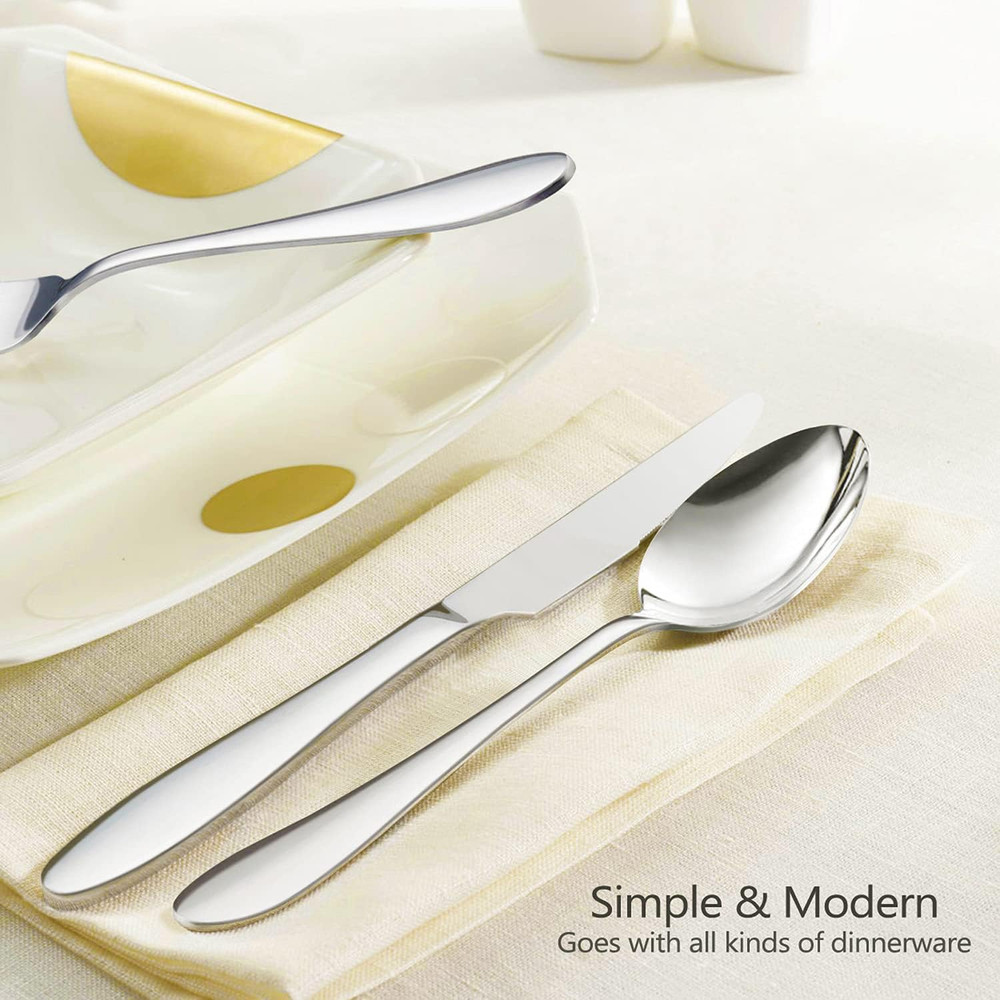 40-Piece Silverware Set, Stainless Steel Flatware Service for 8, Modern Tablewar