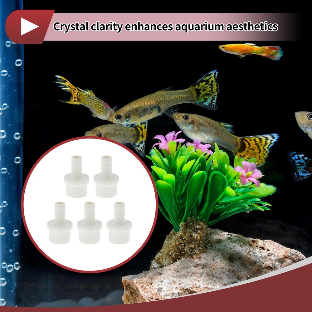 Plastic Hose Barb Fitting 1"x0.5" Straight Through Pipe Connector White 5 Pcs