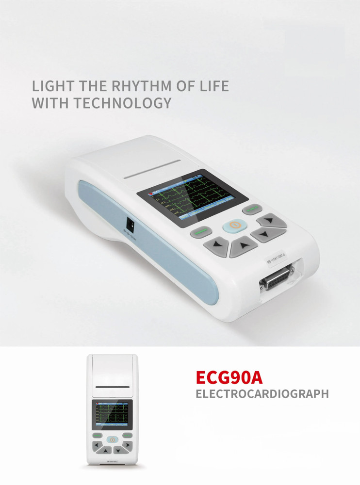 12-Lead ECG Machine with Touchscreen & Printer + Free PC Software ECG90A