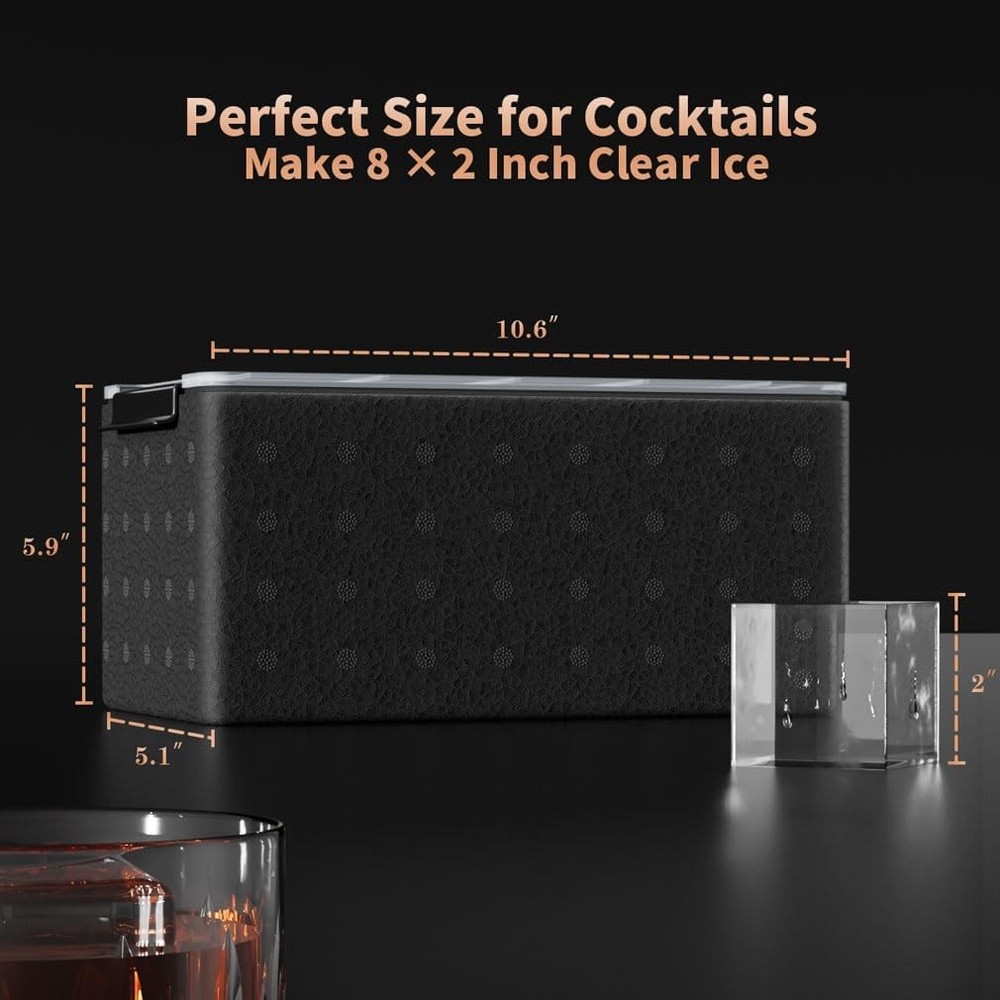 Clear Ice Cube Tray Whiskey 2Inch Clear Ice Cube Maker Silicone Large Ice Cube