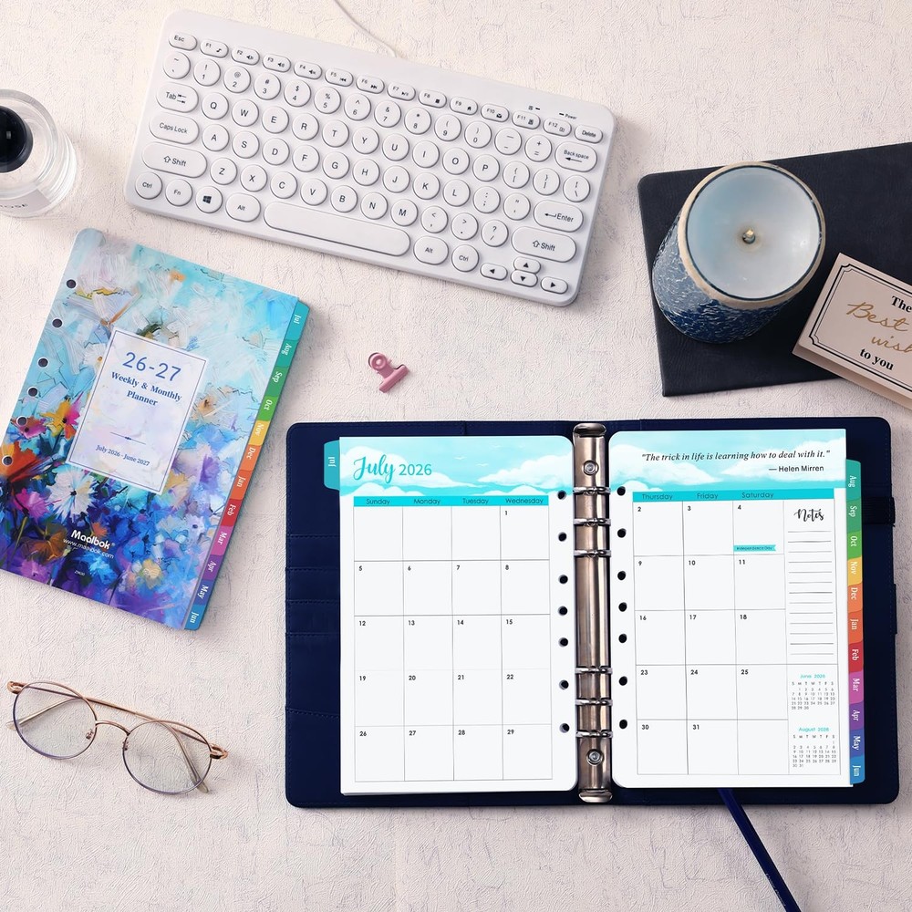 2026-2027 Planner Refills - Inserts with 7-Hole multicolor