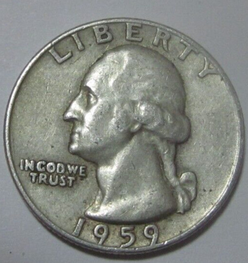 1959 D  Washington Silver Quarter   90% Silver