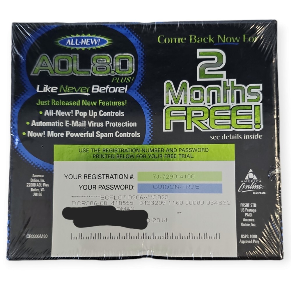 America Online AOL 8.0 Plus! Mail Offer Disc SEALED