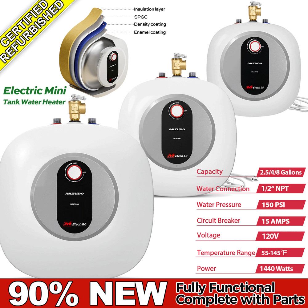 Electric Tank Water Heater Instant Hot Compact Storage 1440W for Sink RV Camper