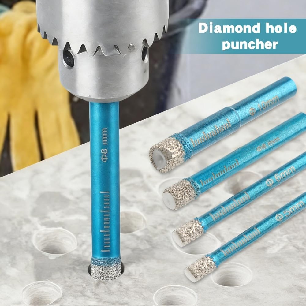 10 Pack Dry Diamond Drill Bits,Tile Drill Bit Set for Ceramic,Porcelain,Marbl...