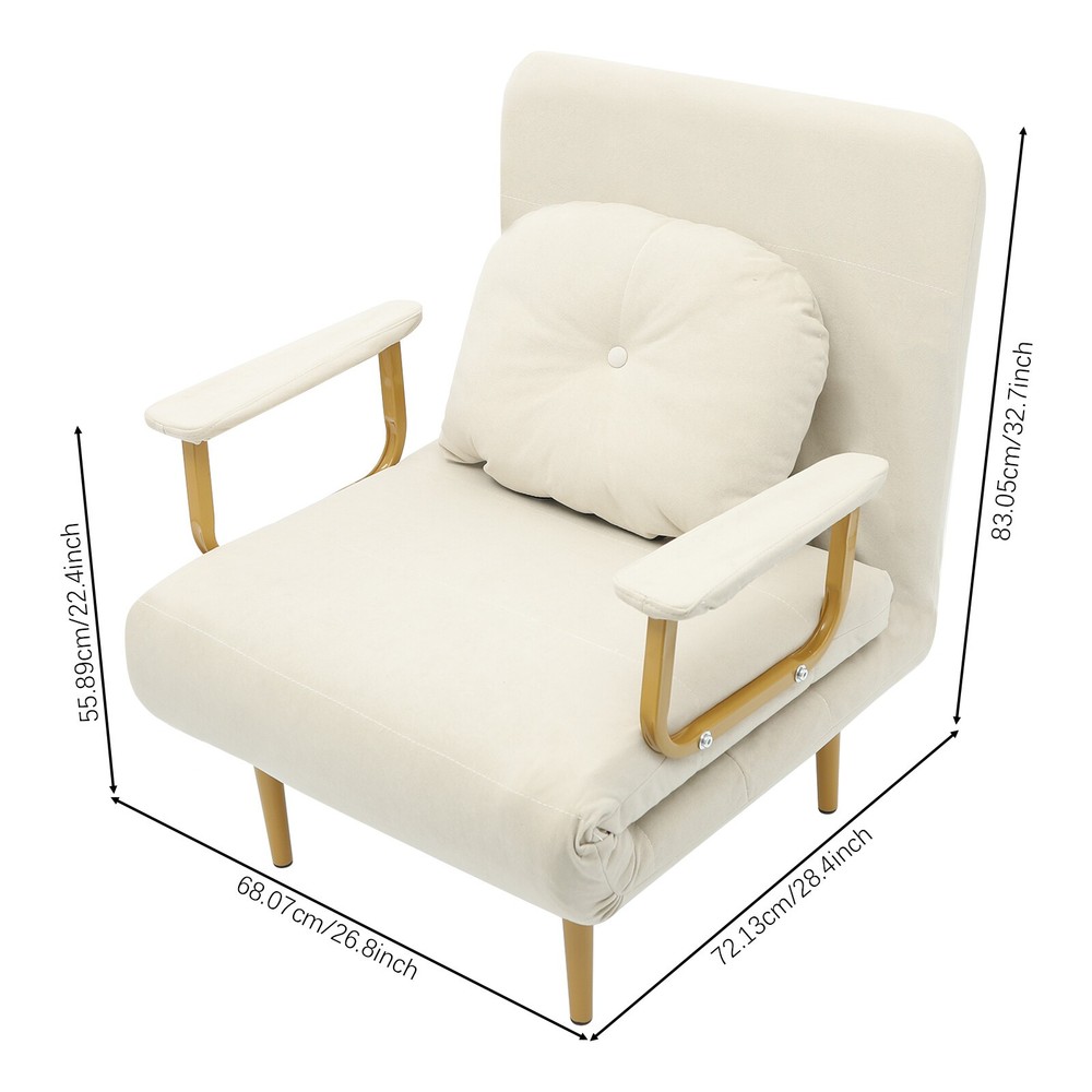 Convertible Sofa Bed Folding Sofa Bed with Pillow & 5-Gear Adjustable Backrest